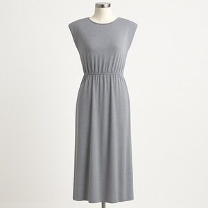 WAYF‎ Dress Women's Extra Small Padded Shoulder MIDI Heather Grey Jersey Neutral